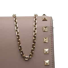 Calfskin Rockstud Envelope Wallet on Chain