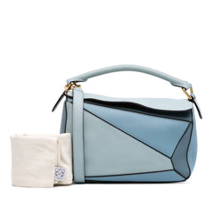 Small Tricolor Calfskin Puzzle Satchel
