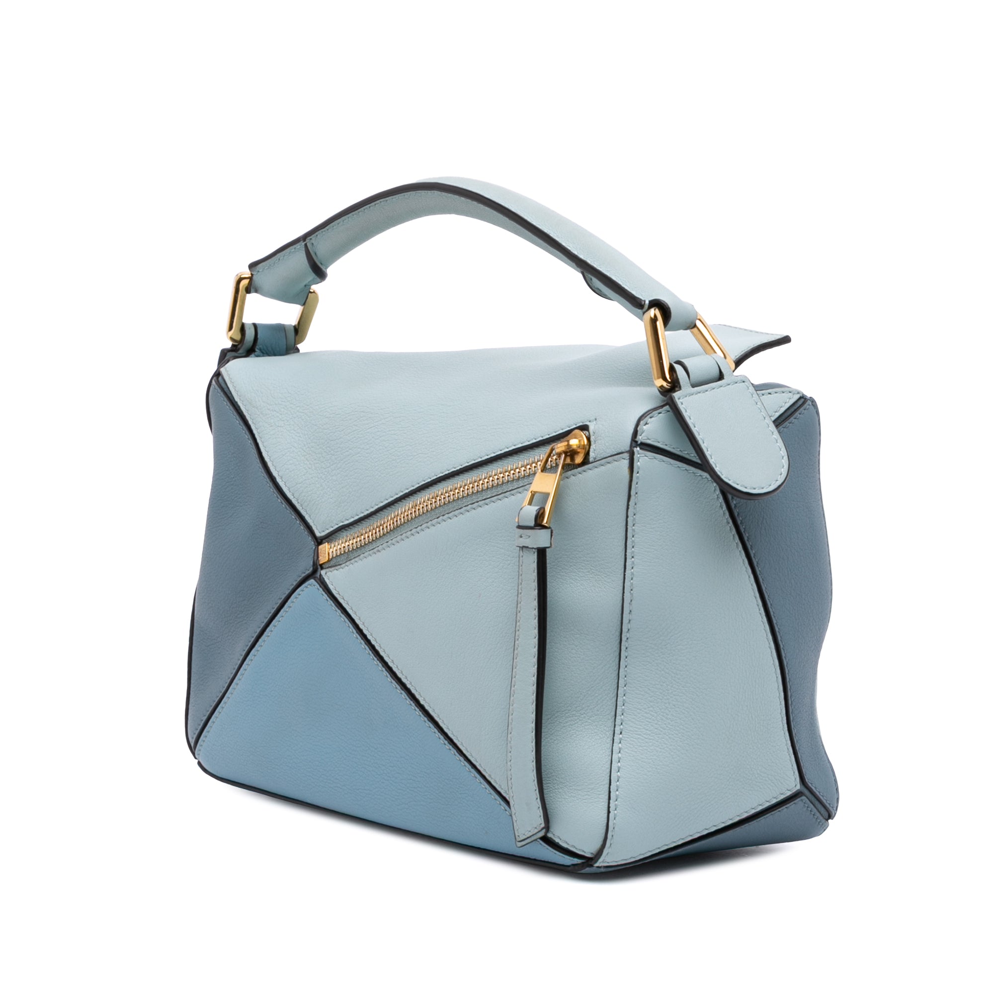 Small Tricolor Calfskin Puzzle Satchel