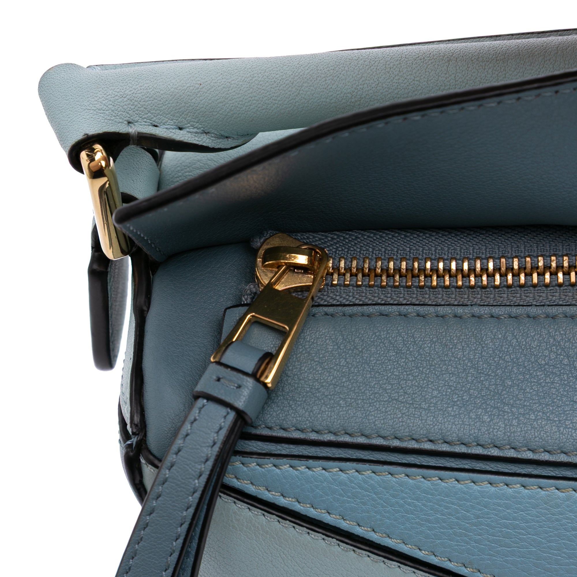 Small Tricolor Calfskin Puzzle Satchel