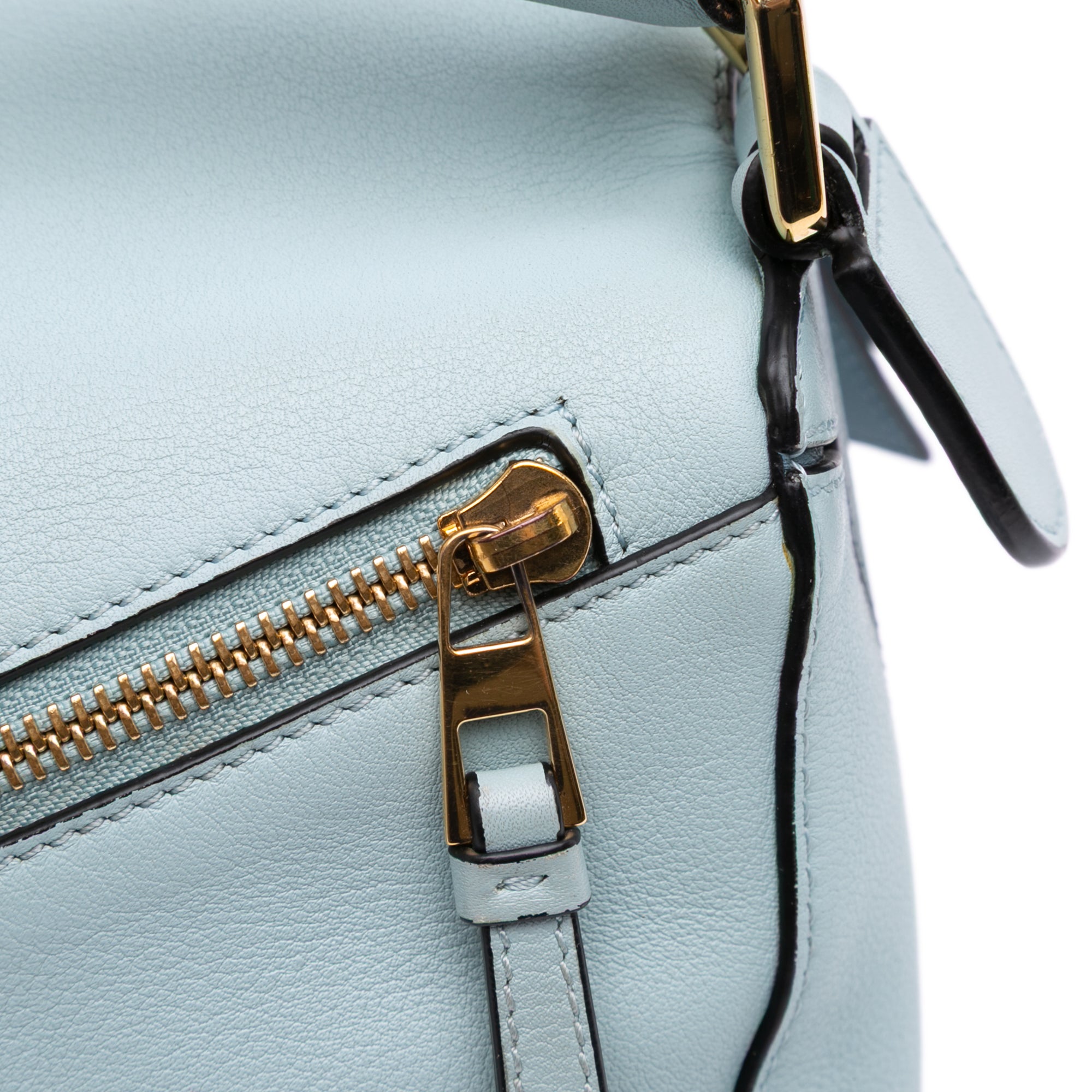 Small Tricolor Calfskin Puzzle Satchel