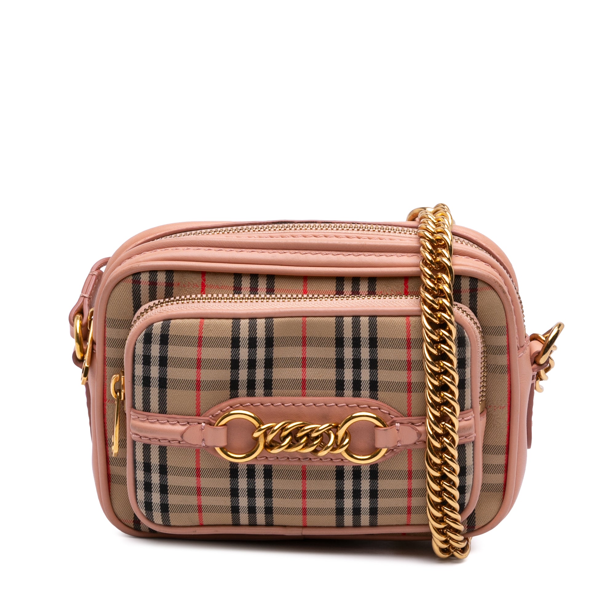 1983 Knight Check Canvas and Calfskin Link Camera Bag