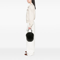 Croc Embossed Leather Curved Shoulder Bag