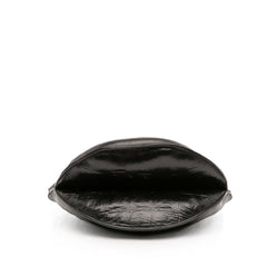 Croc Embossed Leather Curved Shoulder Bag