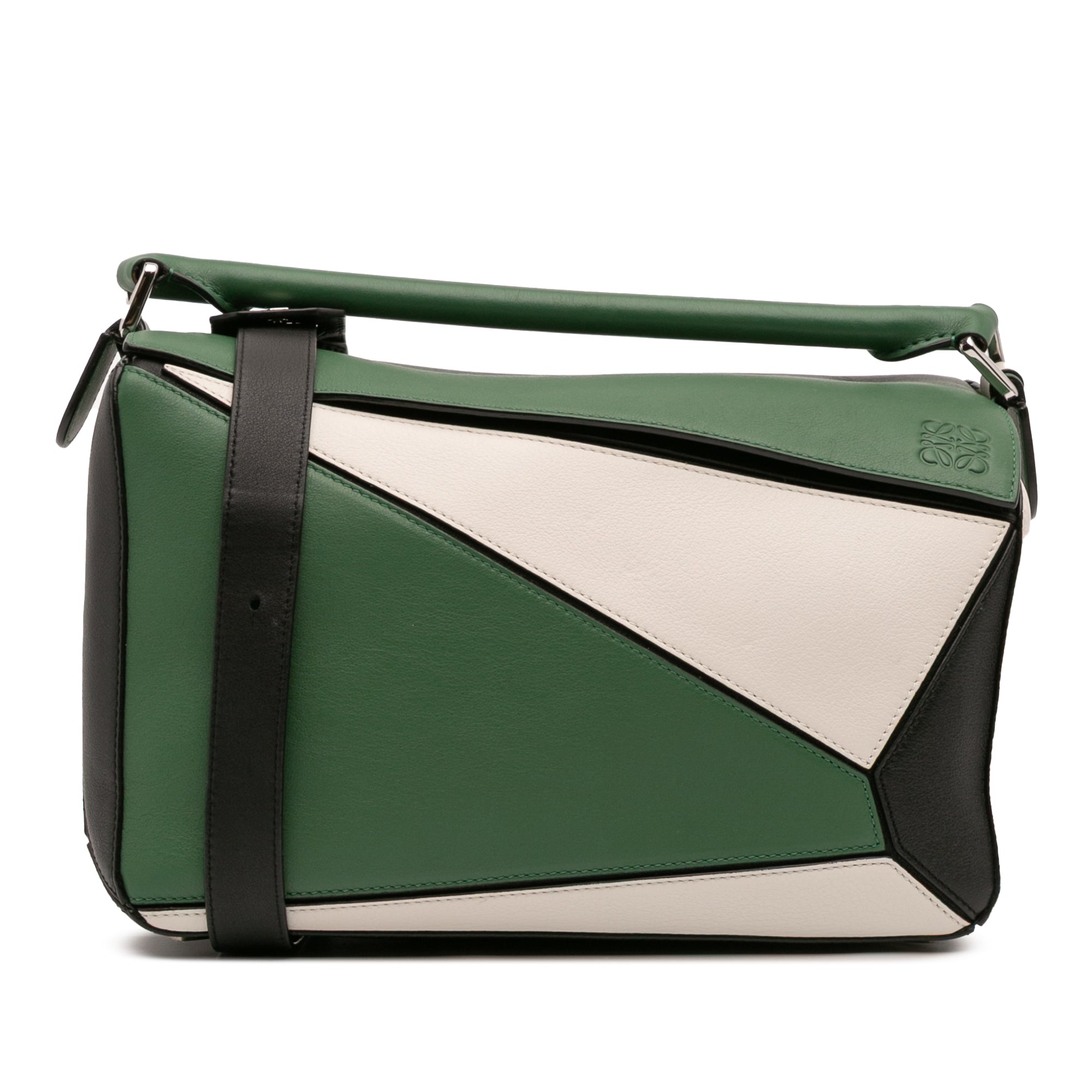 Medium Tricolor Calfskin Puzzle Satchel