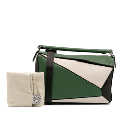 Medium Tricolor Calfskin Puzzle Satchel