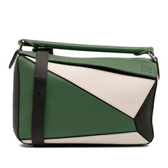 Medium Tricolor Calfskin Puzzle Satchel