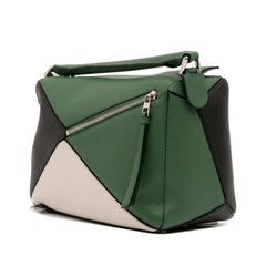 Medium Tricolor Calfskin Puzzle Satchel