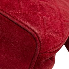 Quilted Suede Metal Frame Handbag