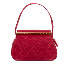 Quilted Suede Metal Frame Handbag
