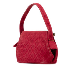 Quilted Suede Metal Frame Handbag