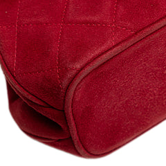 Quilted Suede Metal Frame Handbag