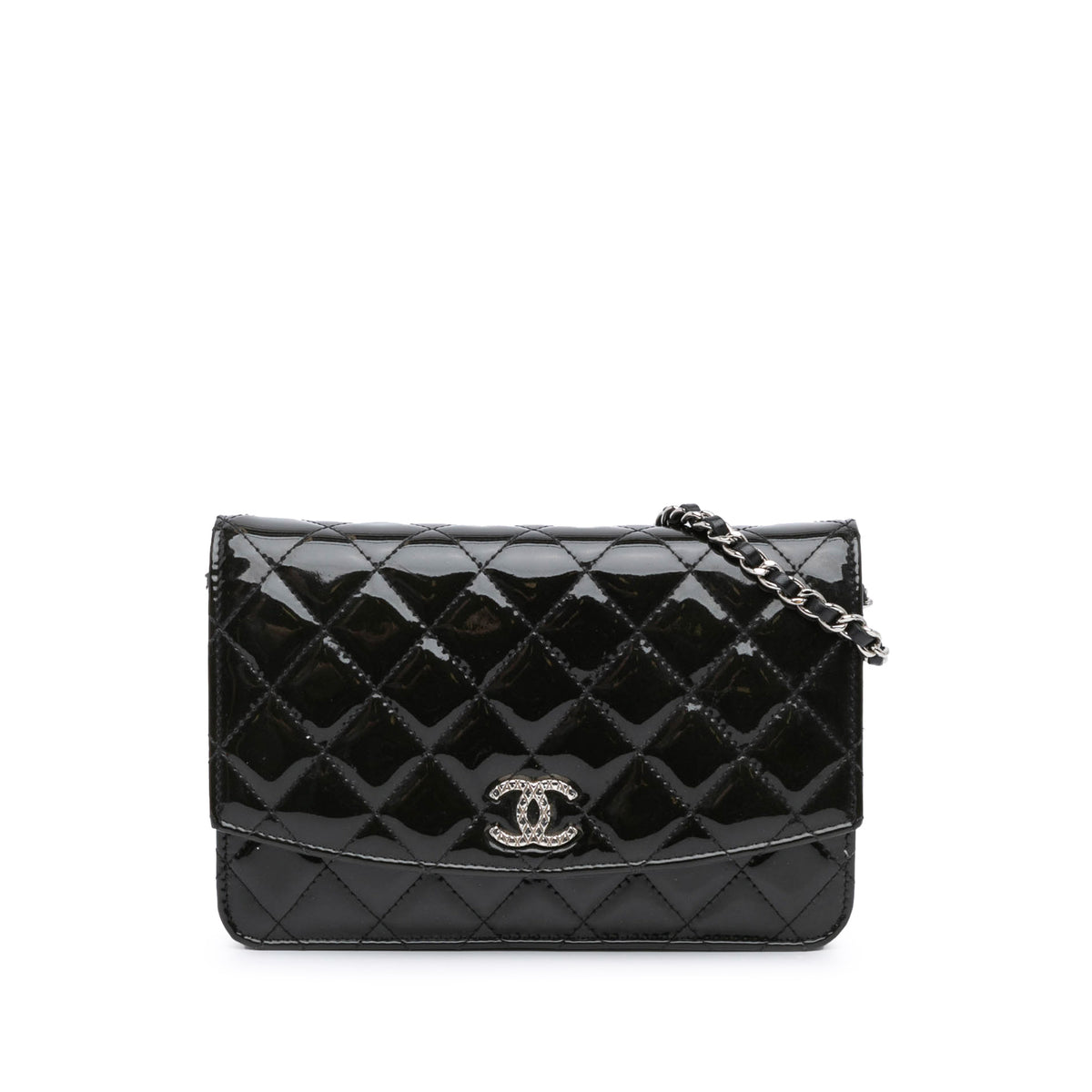 Quilted Patent Brilliant Wallet On Chain