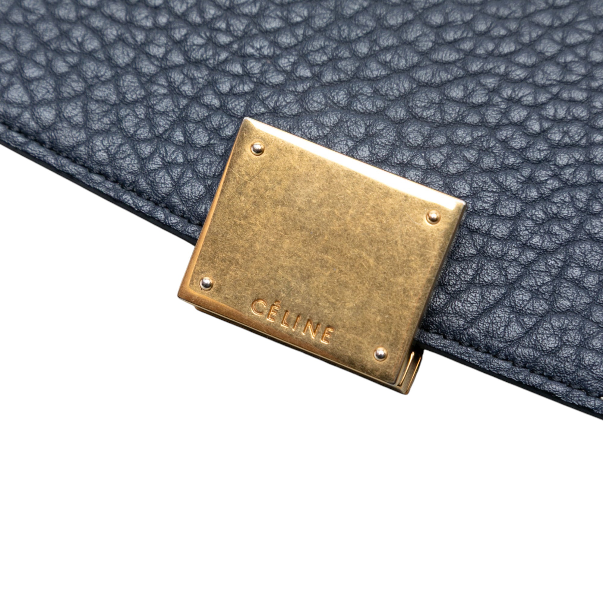 Medium Bicolor Leather Trapeze Satchel