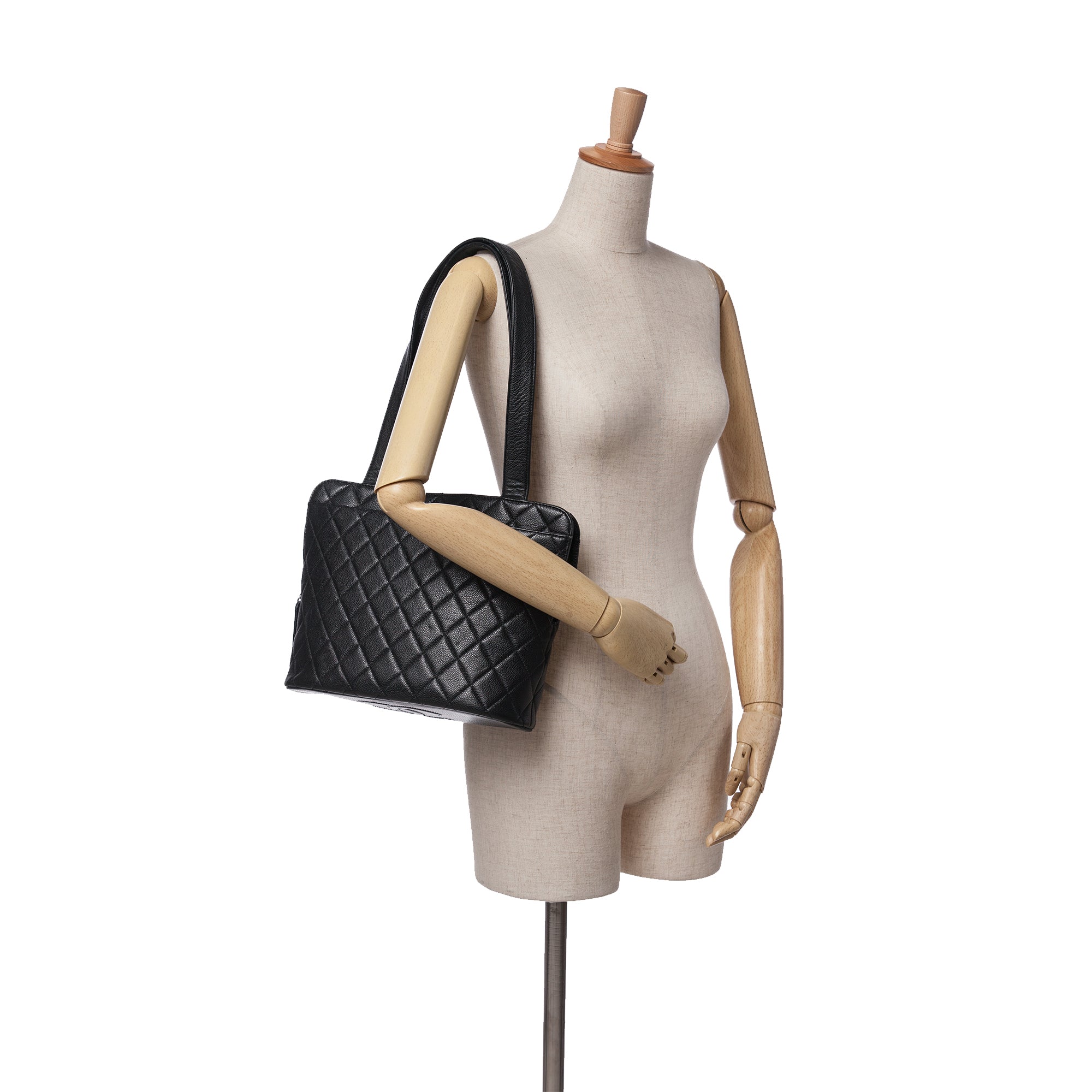 Quilted Caviar Shoulder Bag