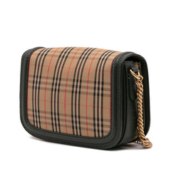 1983 Knight Check Canvas and Smooth Calfskin Grommet Chain Crossbody