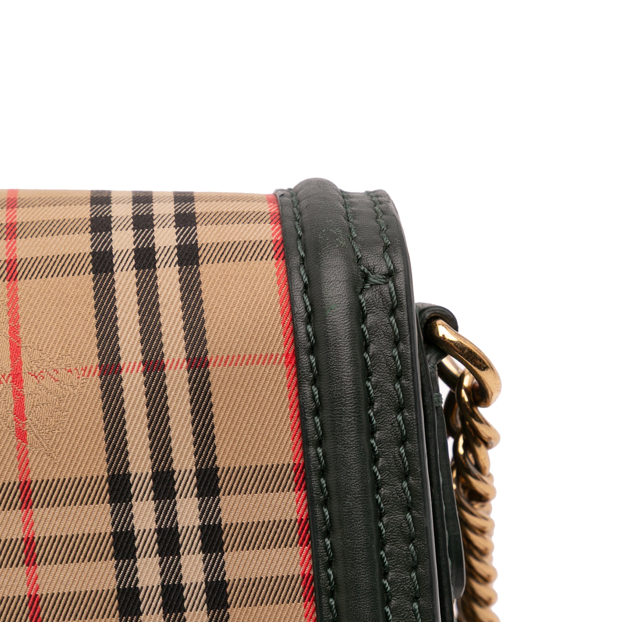 1983 Knight Check Canvas and Smooth Calfskin Grommet Chain Crossbody
