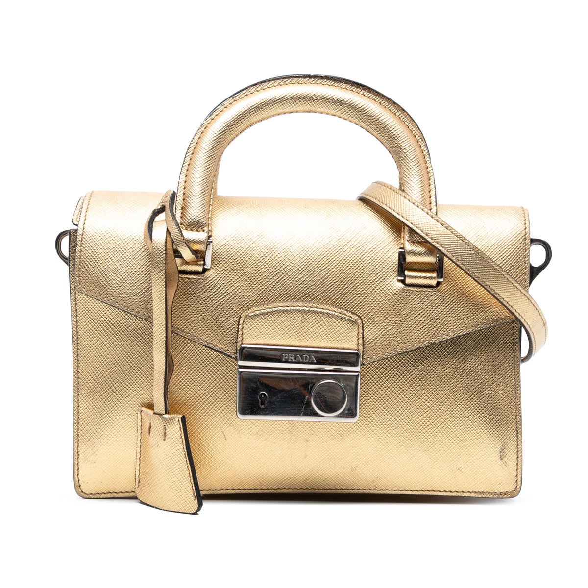 Mini Metallic Saffiano Sound Lock Satchel