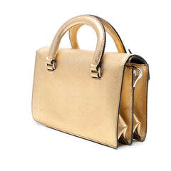 Mini Metallic Saffiano Sound Lock Satchel