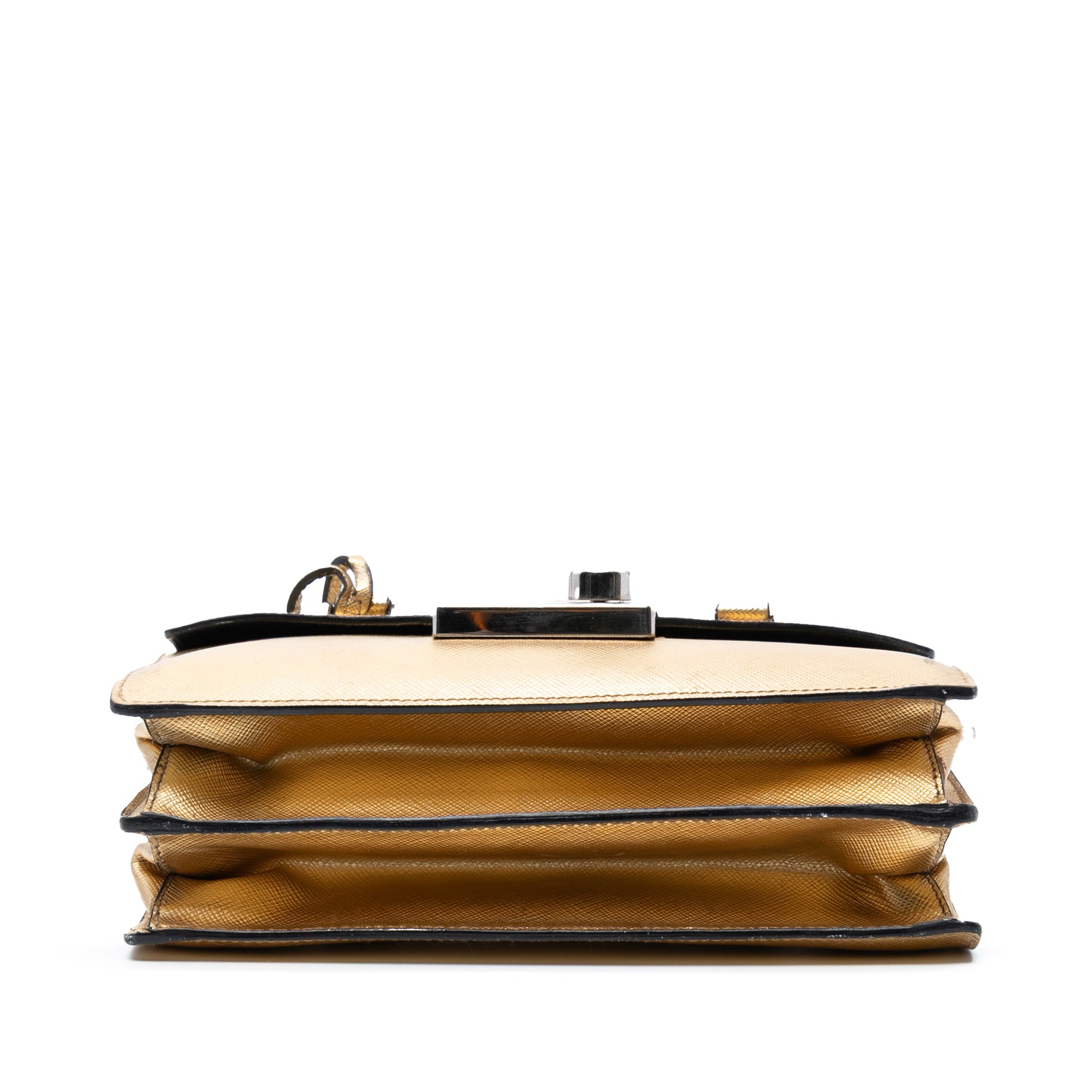 Mini Metallic Saffiano Sound Lock Satchel