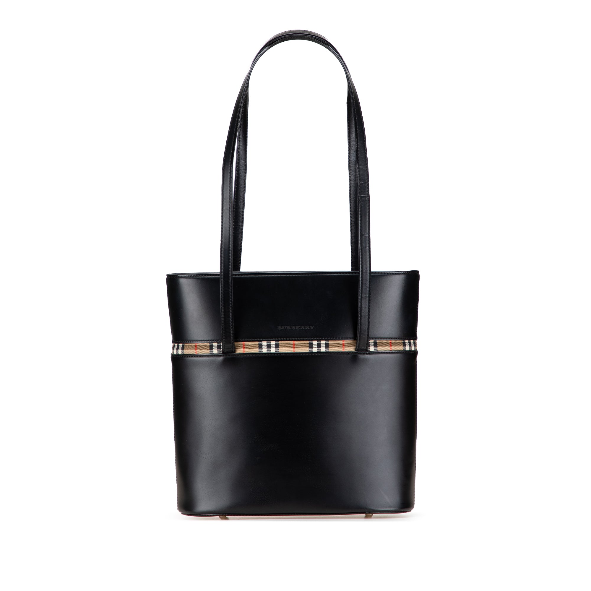 House Check Trimmed Leather Shoulder Bag