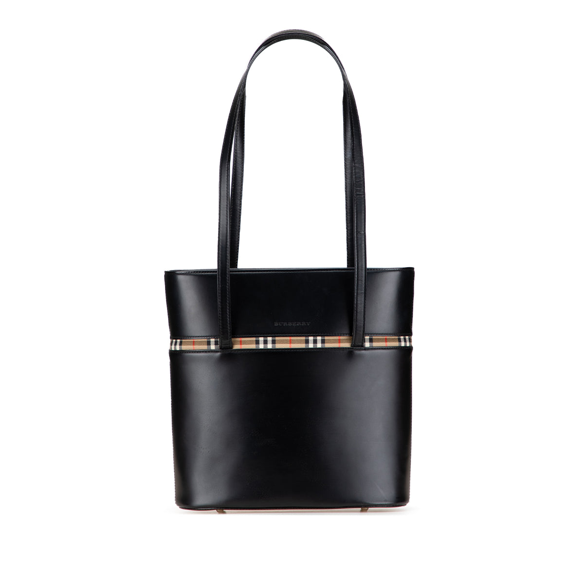 House Check Trimmed Leather Shoulder Bag