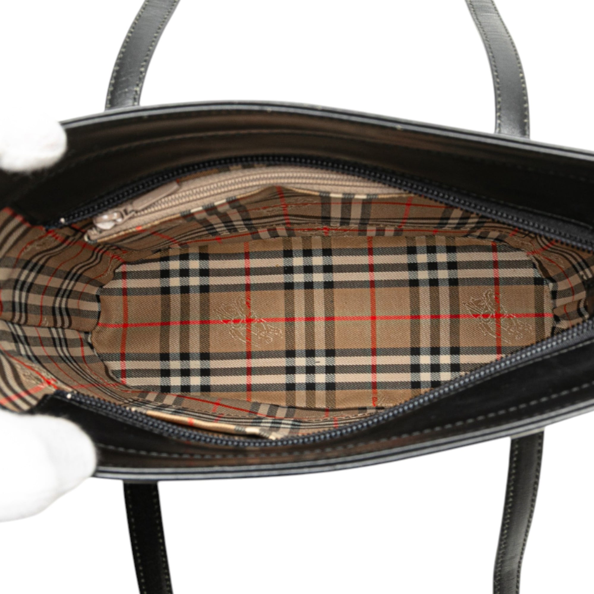 House Check Trimmed Leather Shoulder Bag
