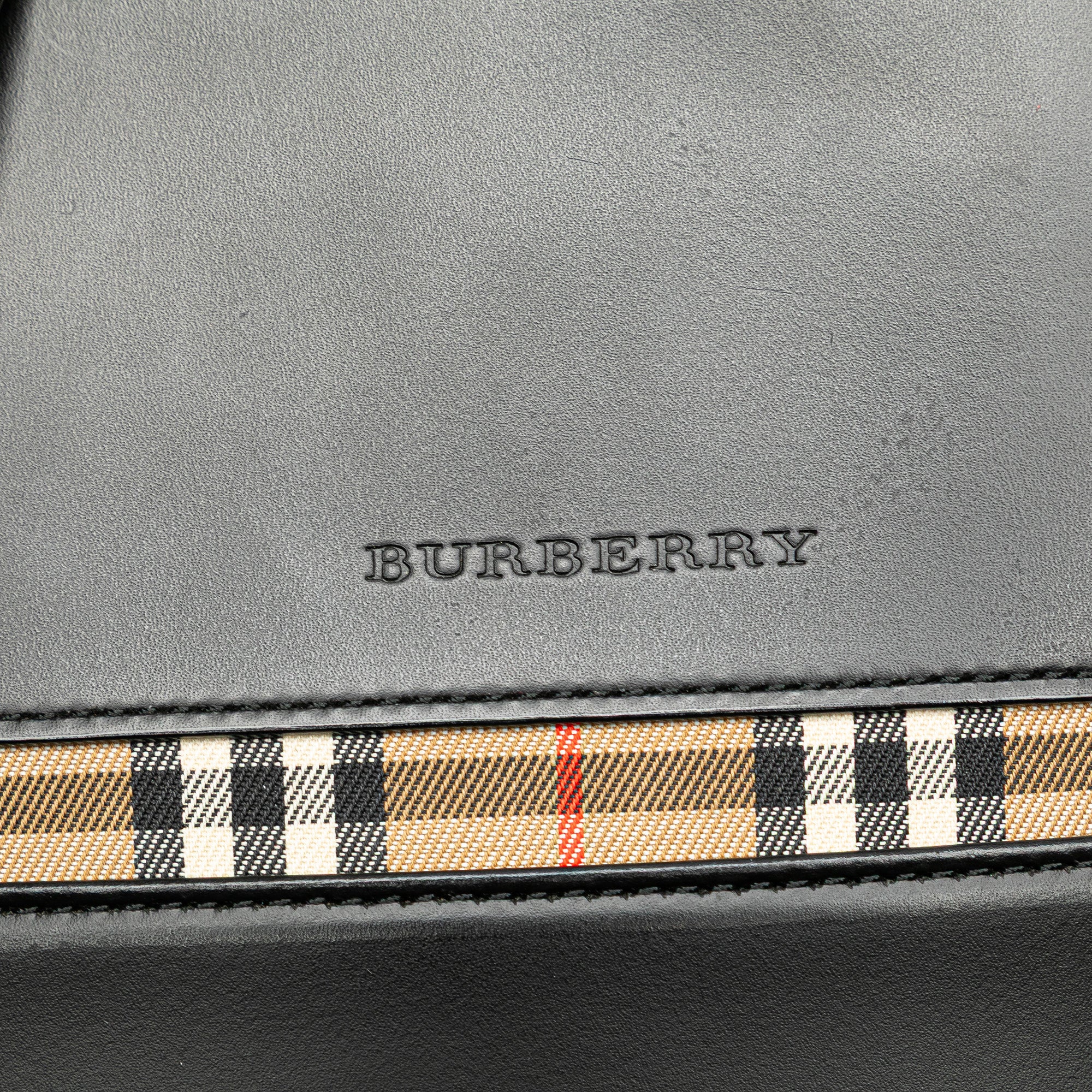 House Check Trimmed Leather Shoulder Bag
