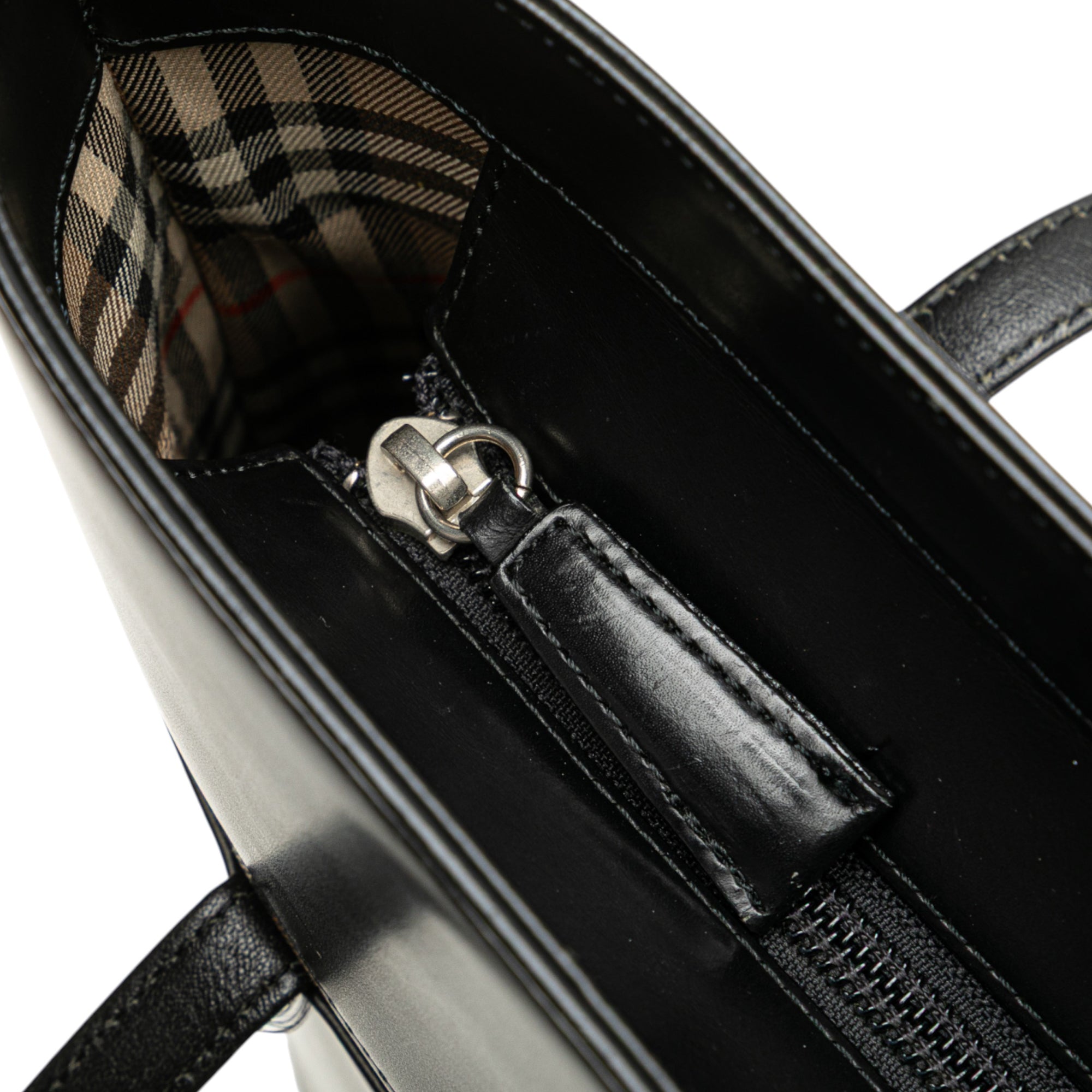 House Check Trimmed Leather Shoulder Bag