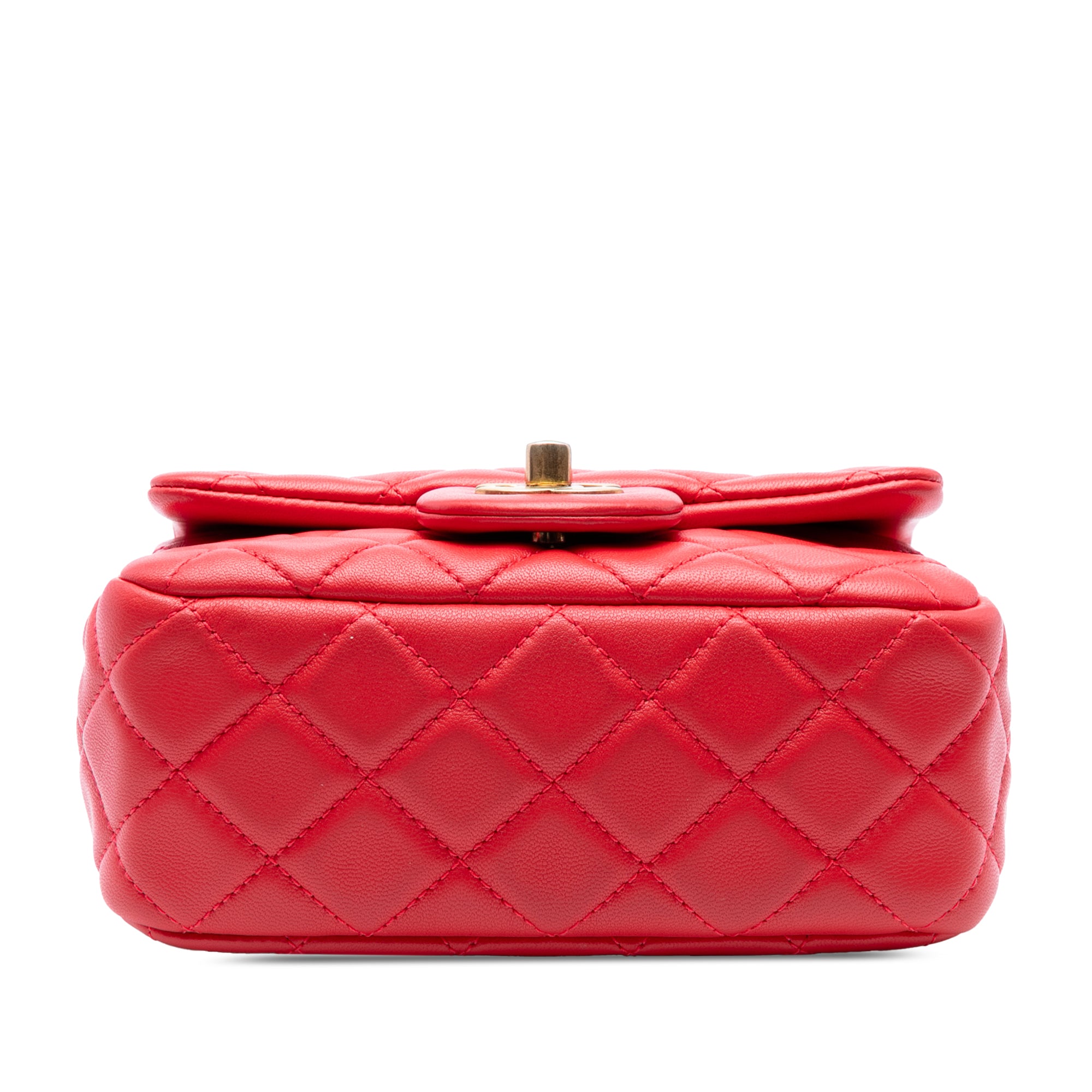 Mini Square Classic Lambskin Pearl Crush Single Flap