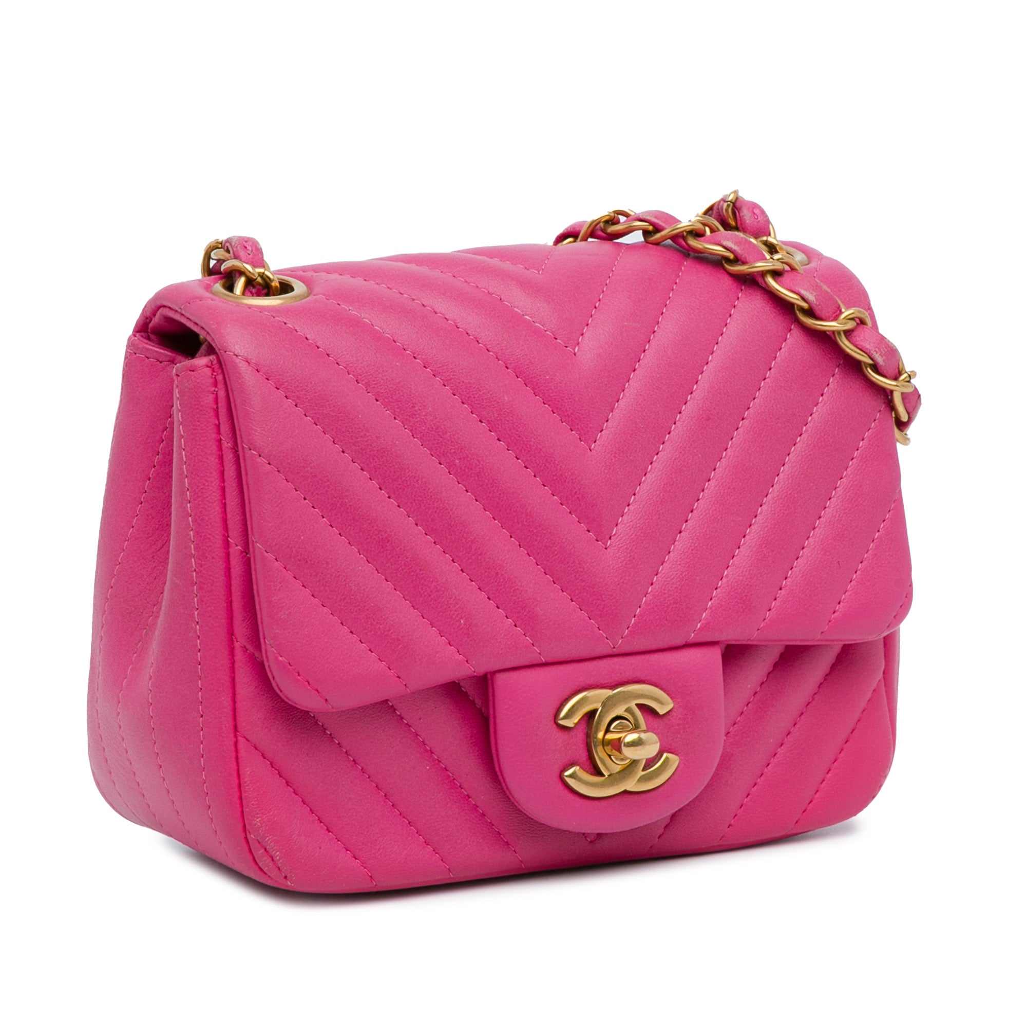 Mini Square Classic Chevron Lambskin Flap