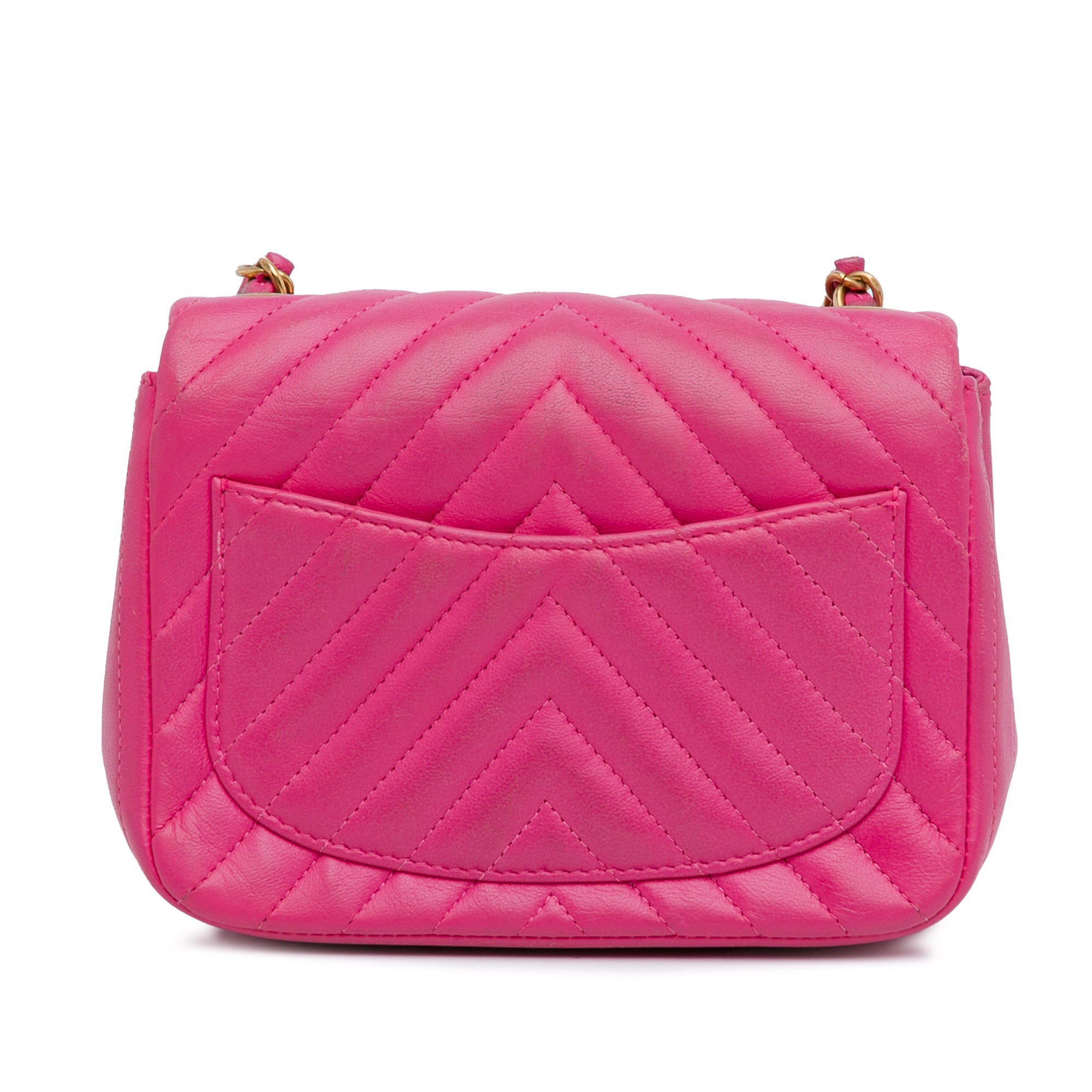 Mini Square Classic Chevron Lambskin Flap