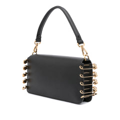 Versace Vitello Seta Fendace Brooch Baguette Satchel