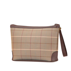Vintage Check Canvas Wristlet Clutch