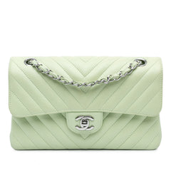 Small Classic Chevron Lambskin Double Flap