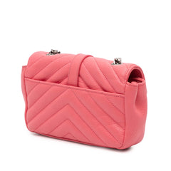 Baby Grained Calfskin Chevron Classic Monogram Chain Bag