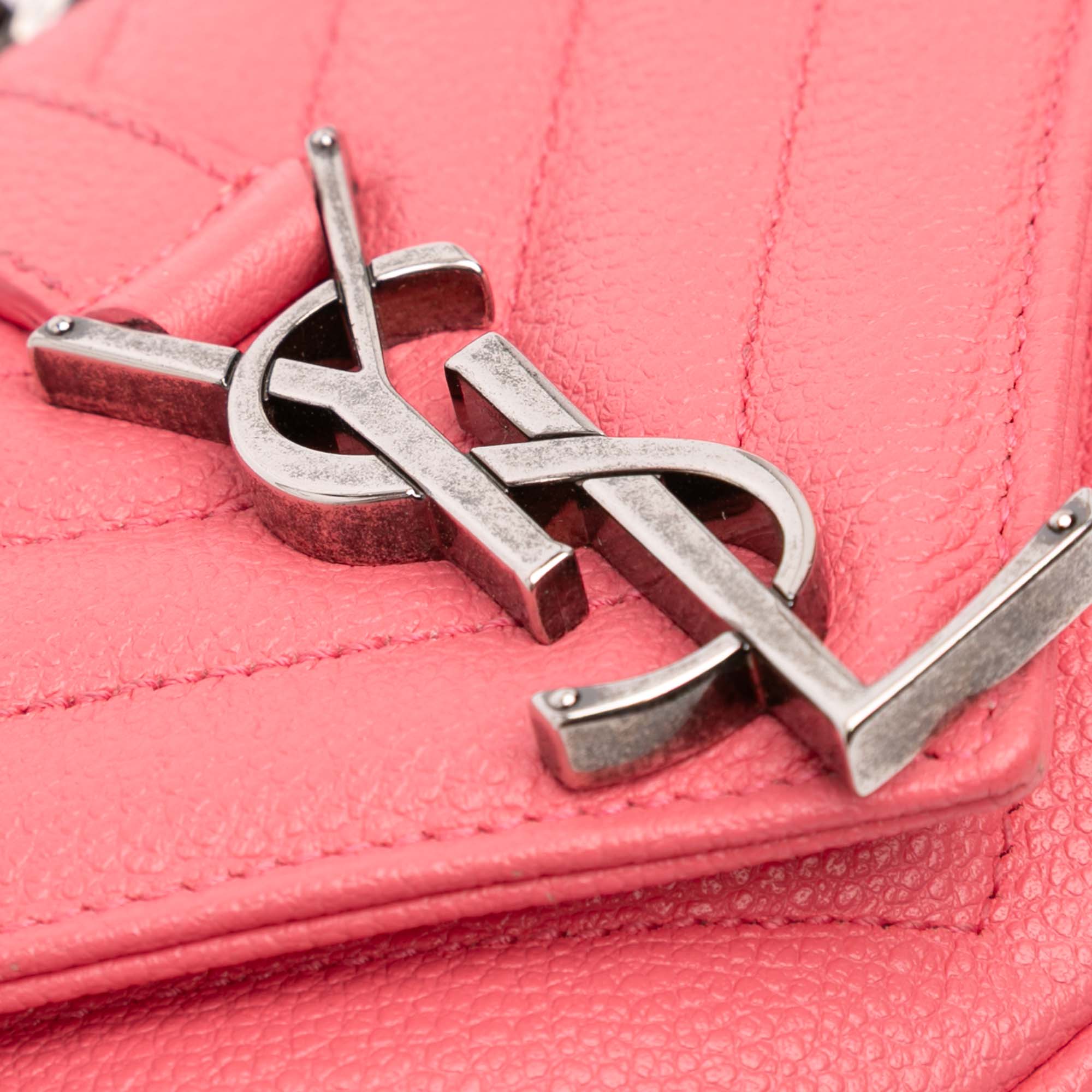 Baby Grained Calfskin Chevron Classic Monogram Chain Bag