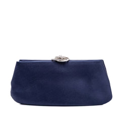 Satin Crystal Camellia Evening Frame Clutch