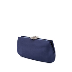 Satin Crystal Camellia Evening Frame Clutch