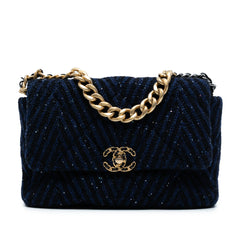 Large Chevron Tweed Sequin 19 Flap