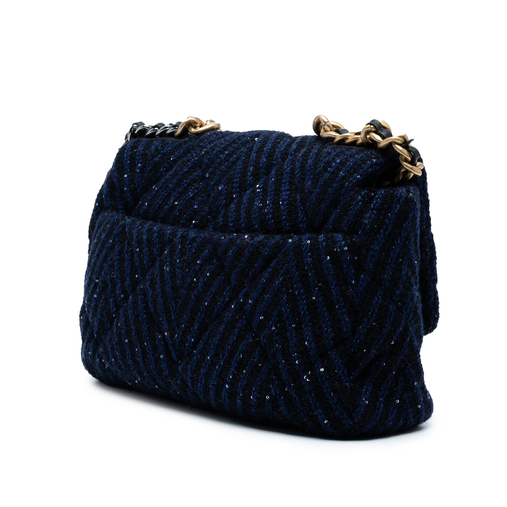 Large Chevron Tweed Sequin 19 Flap