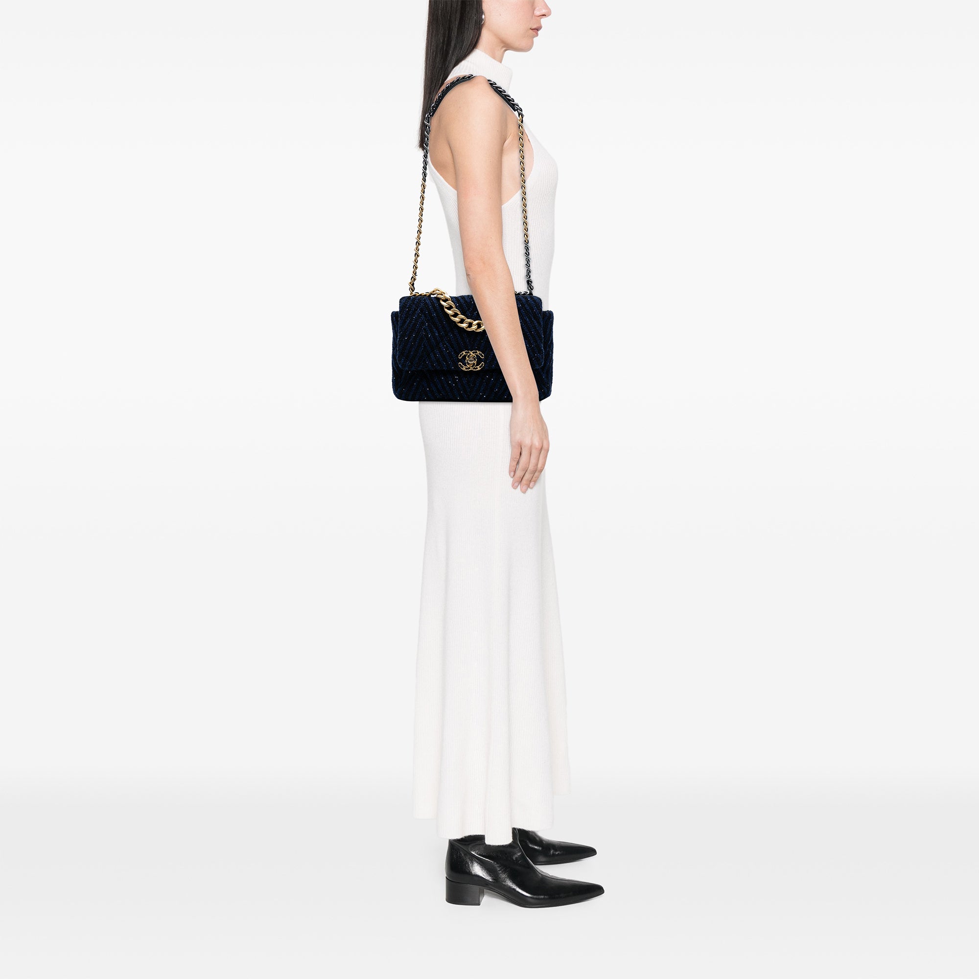 Large Chevron Tweed Sequin 19 Flap