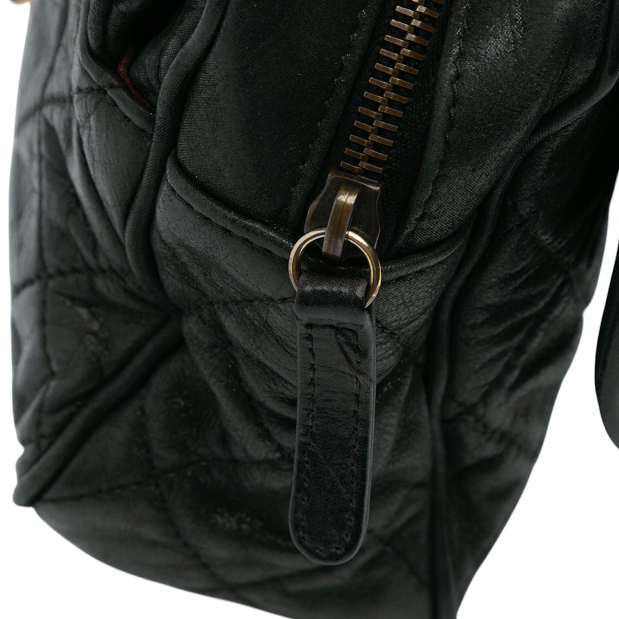 Large Quilted Iridescent Calfskin Shiva Flap