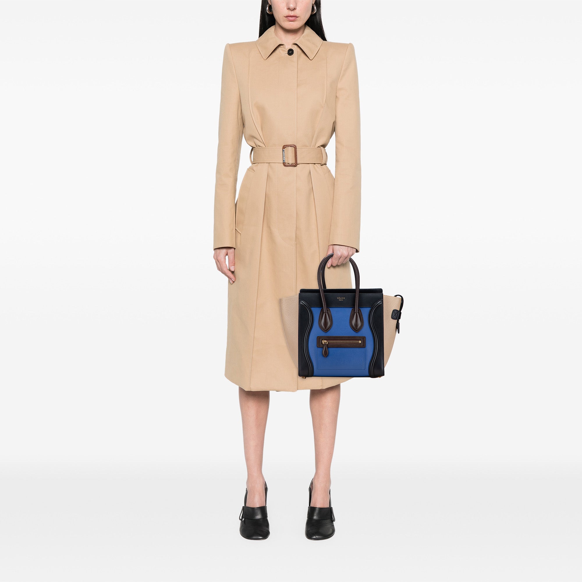 Micro Tricolor Leather Luggage Tote