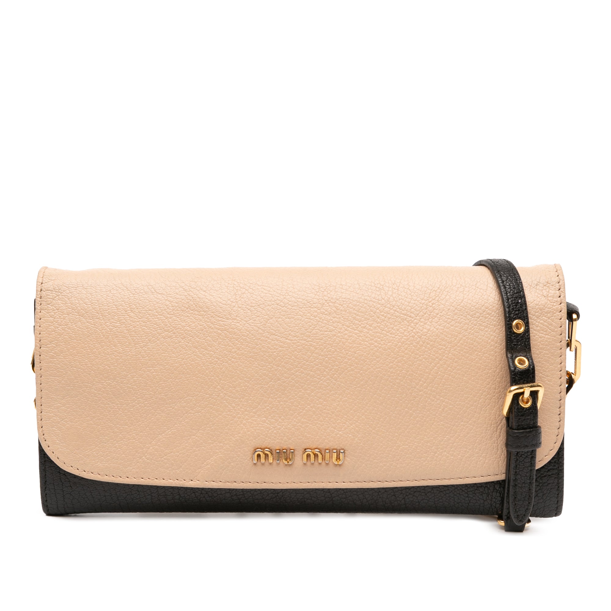 Bicolor Leather Wallet On Chain