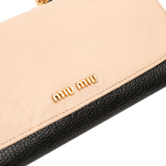 Bicolor Leather Wallet On Chain