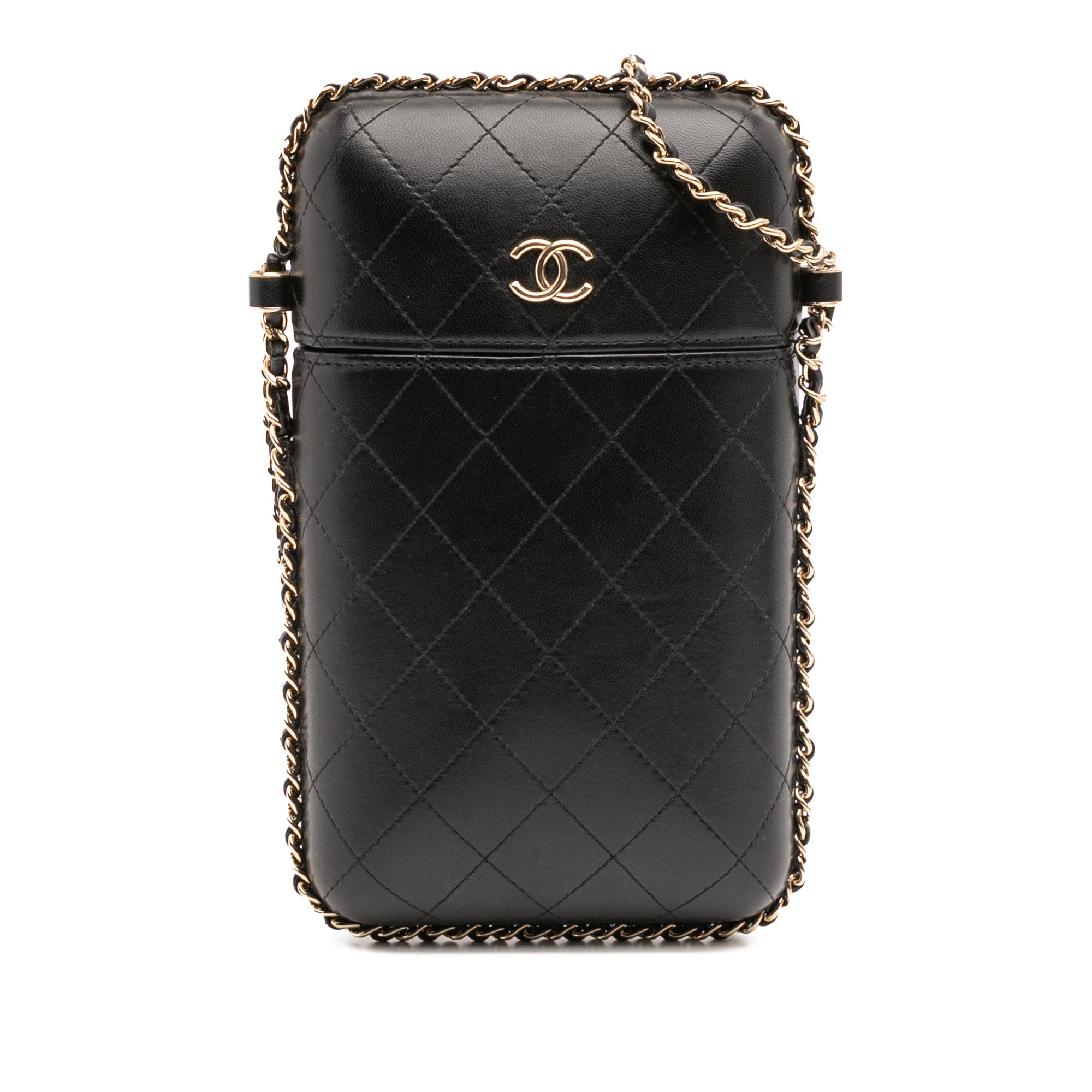 CC Quilted Lambskin Chain Around Phone Holder