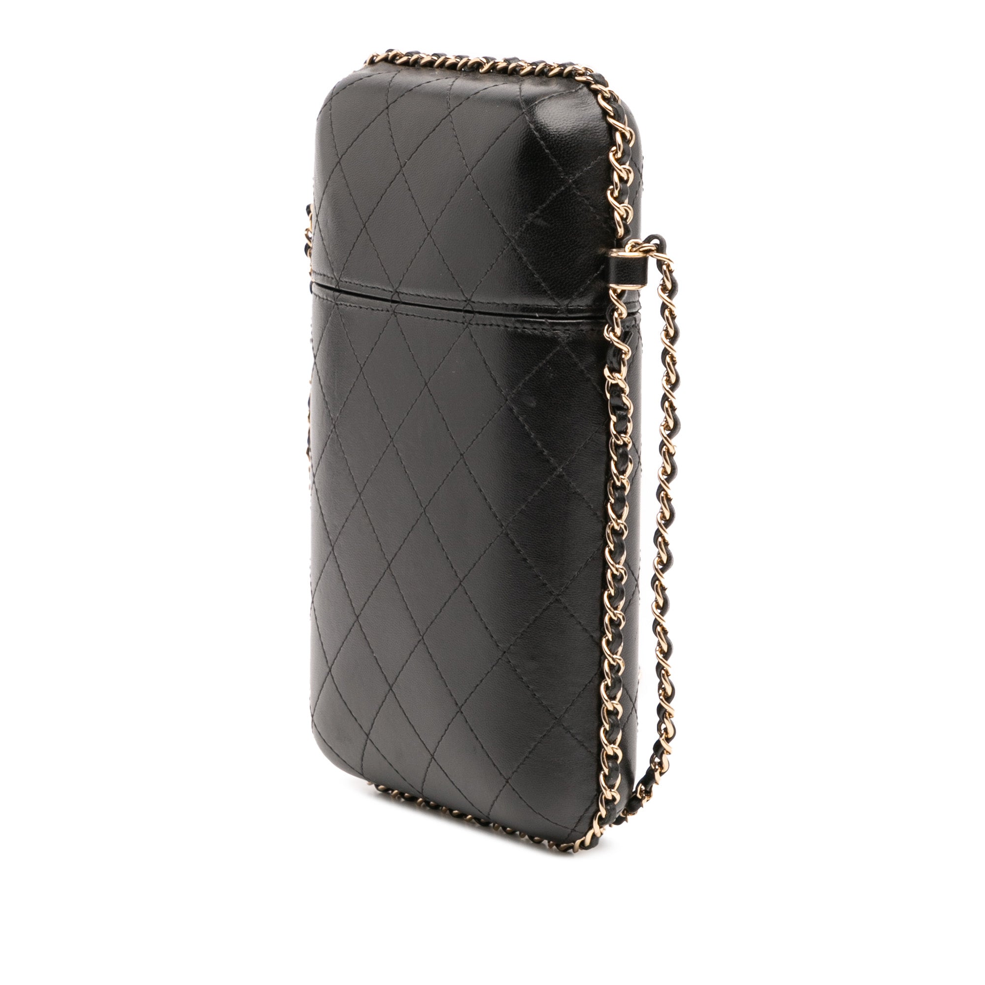 CC Quilted Lambskin Chain Around Phone Holder