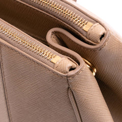 Large Bicolor Saffiano Lux Galleria Double Zip Satchel