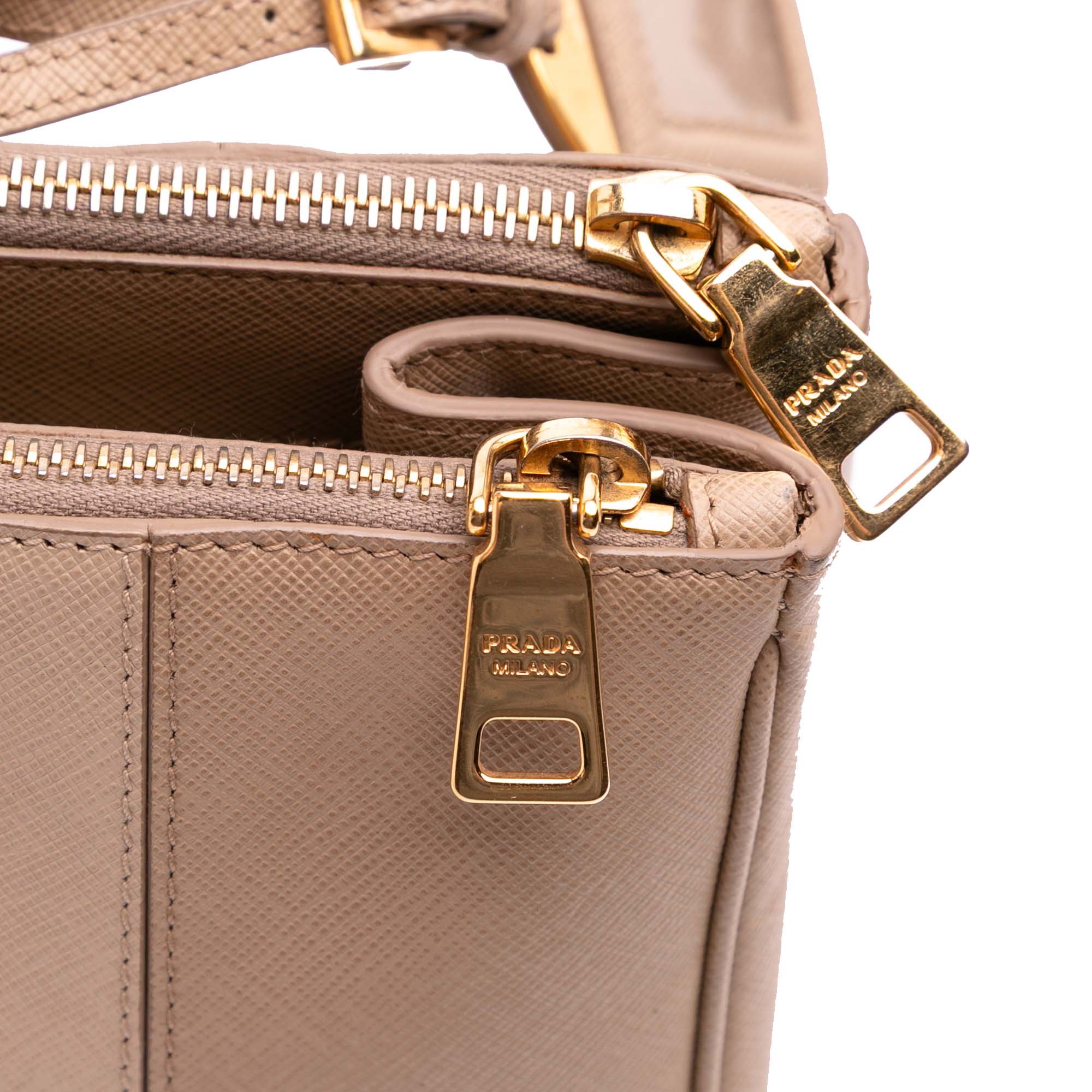 Large Bicolor Saffiano Lux Galleria Double Zip Satchel